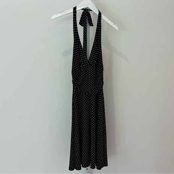 FOREVER 21 BLACK WHITE POLKA DOT HALTER DRESS SIZE SMALL - Picture 3 of 17